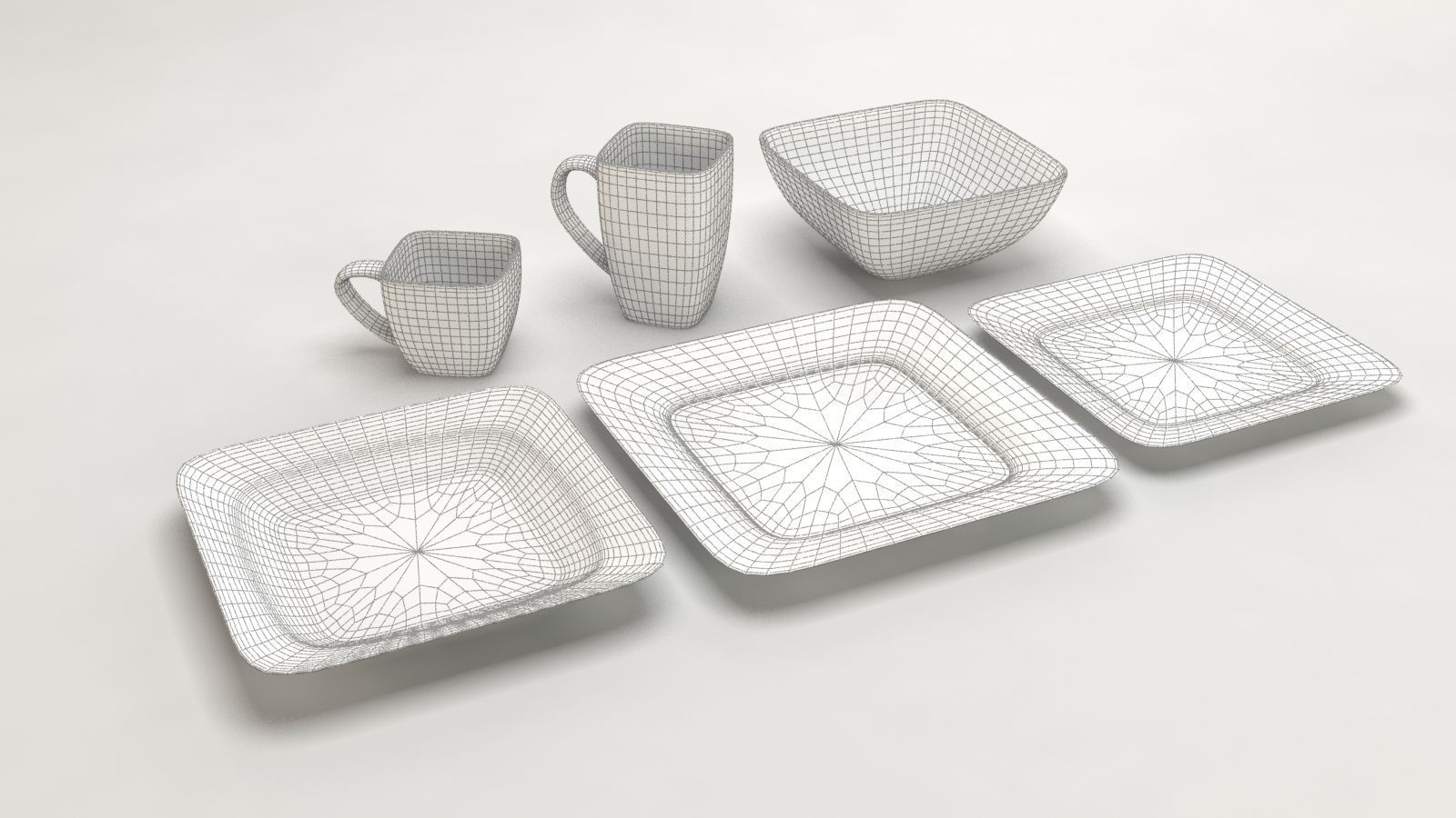 Design Square Dishes 3D model_4