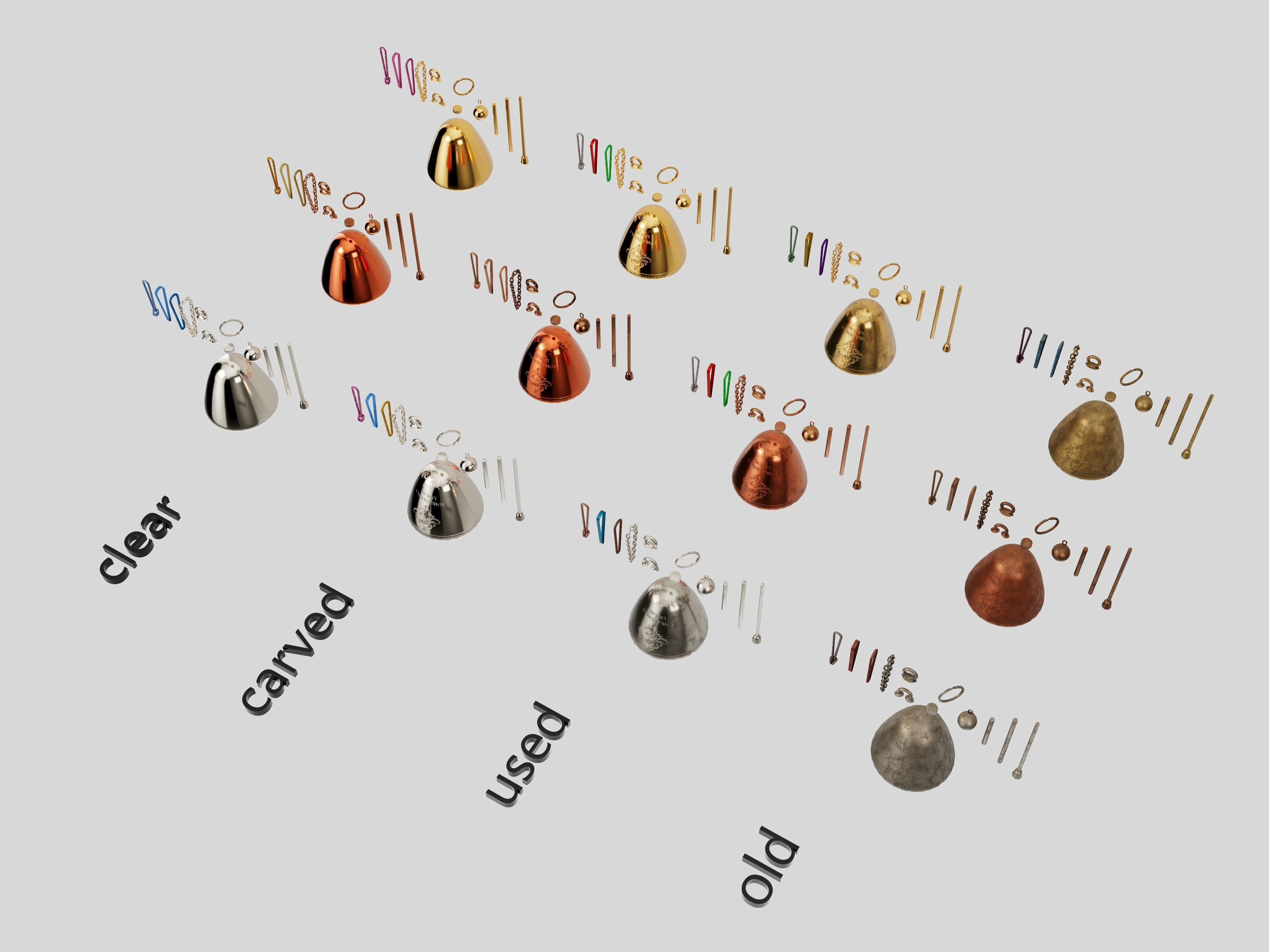 Christmas bell builder v5 with 14 mesh 4 skin and 3 colors 3D model_4