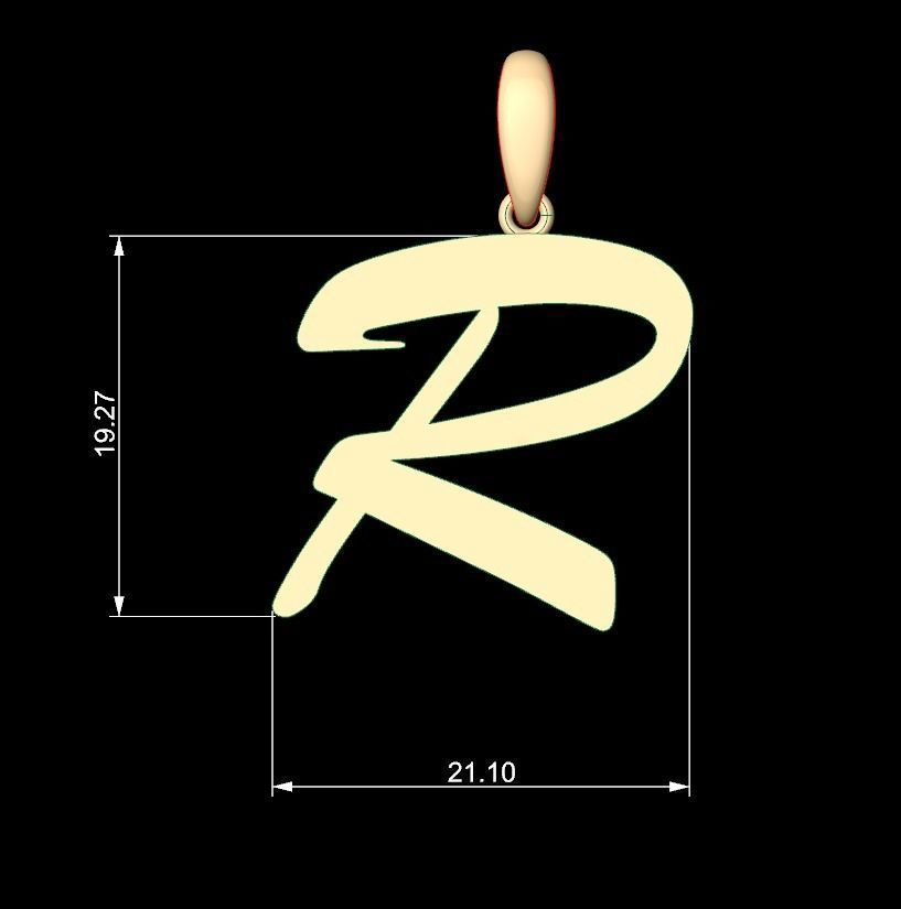 Initial Letters Pendant Brush Script R 3D print model_5