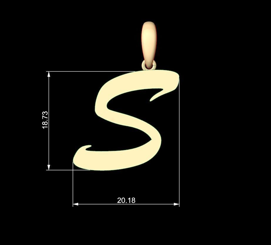 Initial Letters Pendant Brush Script S 3D print model_5