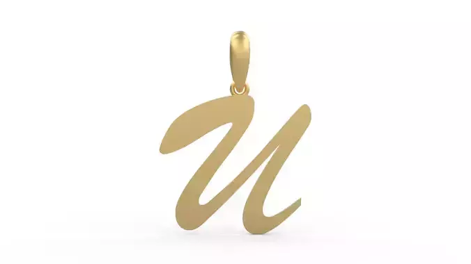Initial Letters Pendant Brush Script U