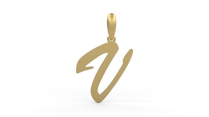 Initial Letters Pendant Brush Script V 3D print model