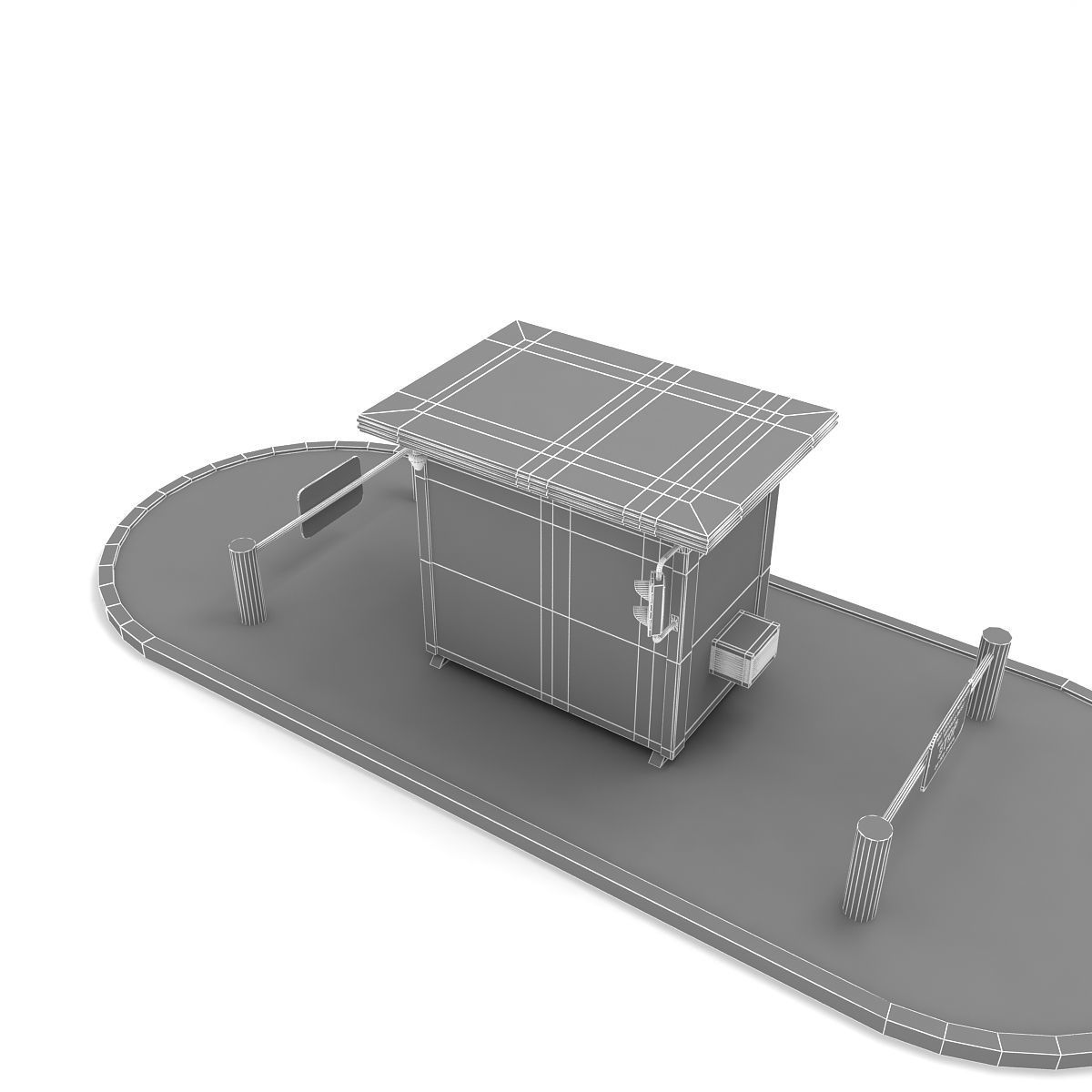 Security Guard Booth 3D model_7