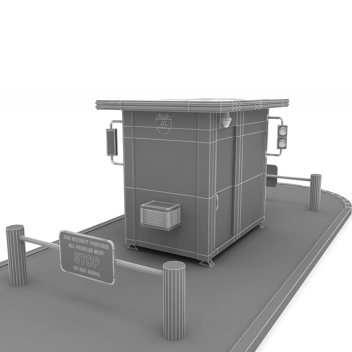 Security Guard Booth 3D model_6