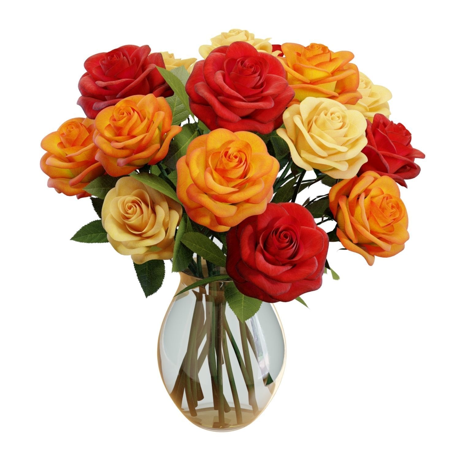 Flower Set 07 - Mixed Roses Bouquet 3D model_2