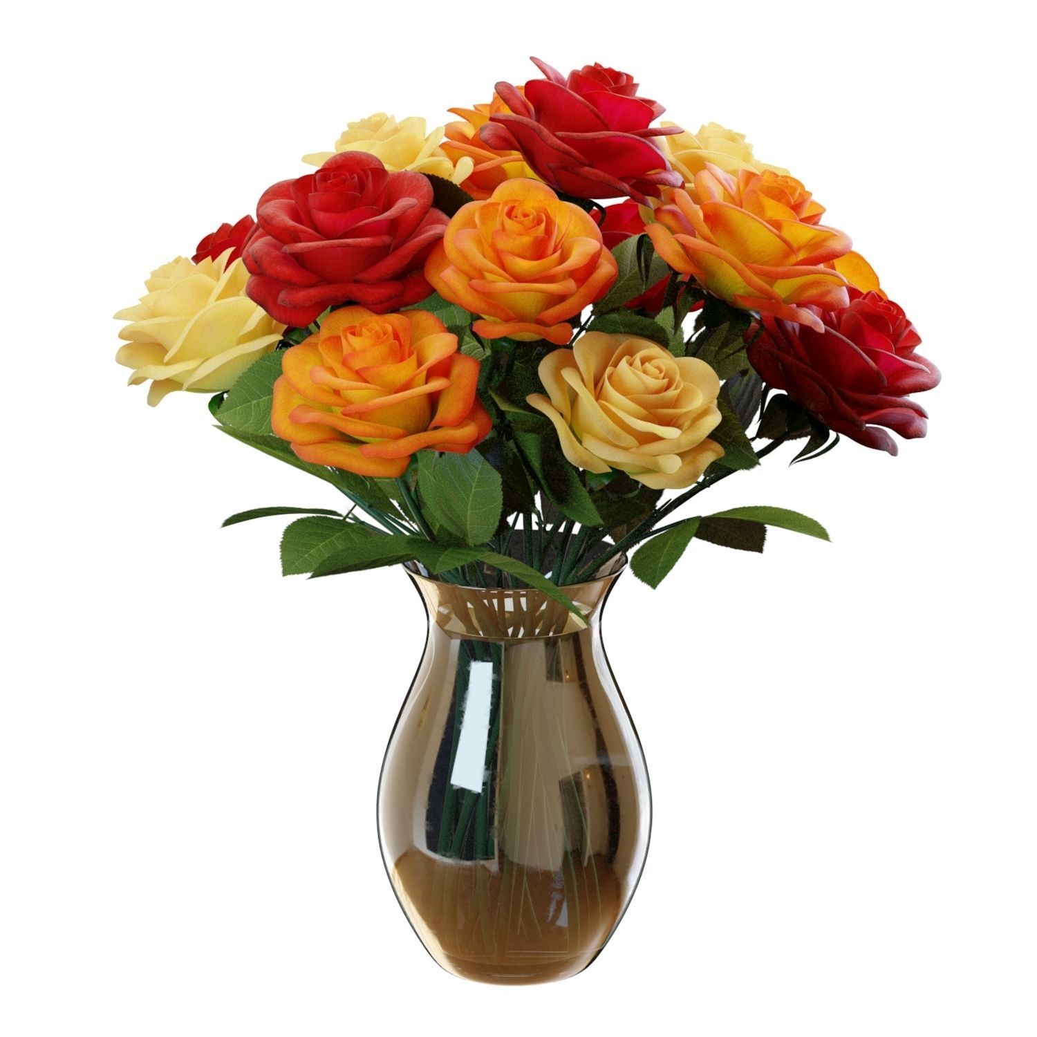 Flower Set 07 - Mixed Roses Bouquet 3D model_3