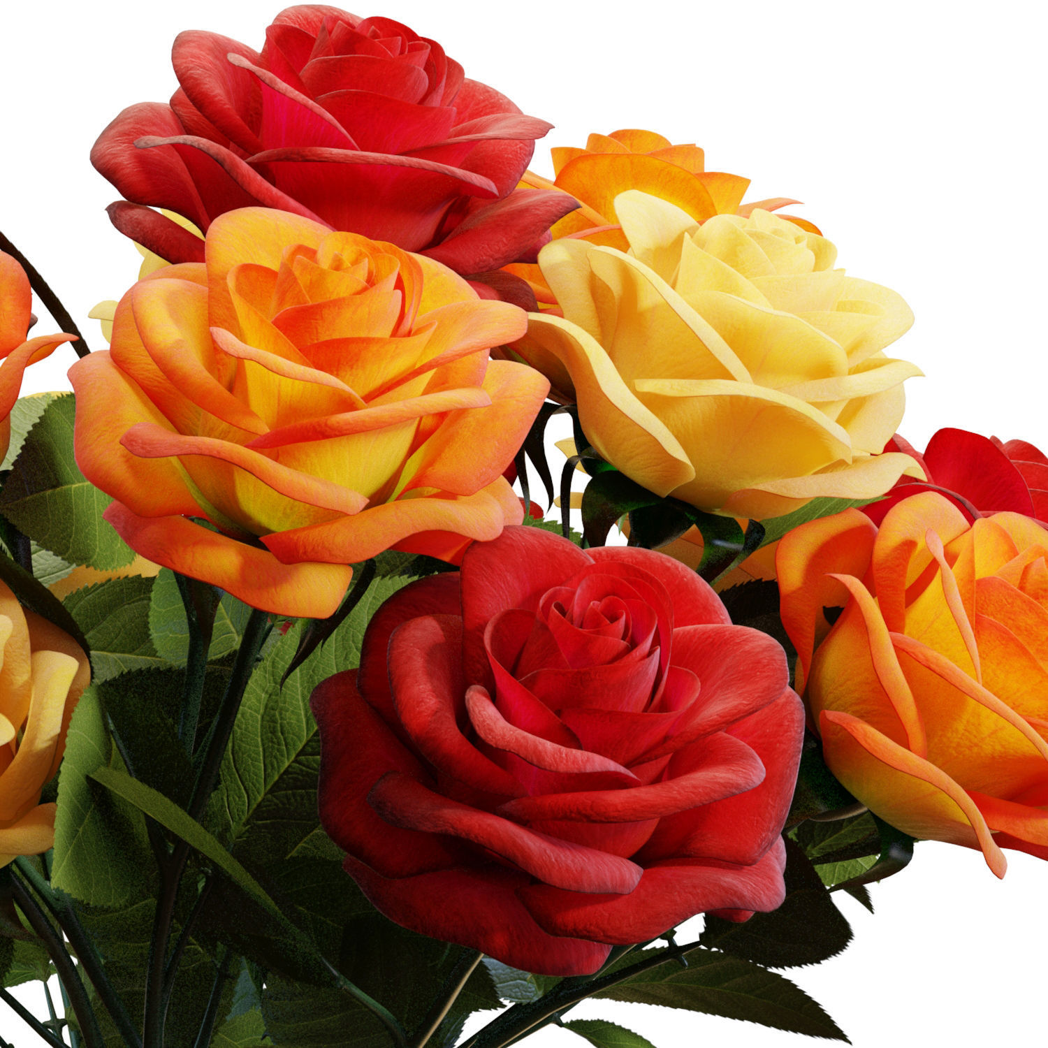 Flower Set 07 - Mixed Roses Bouquet 3D model_4