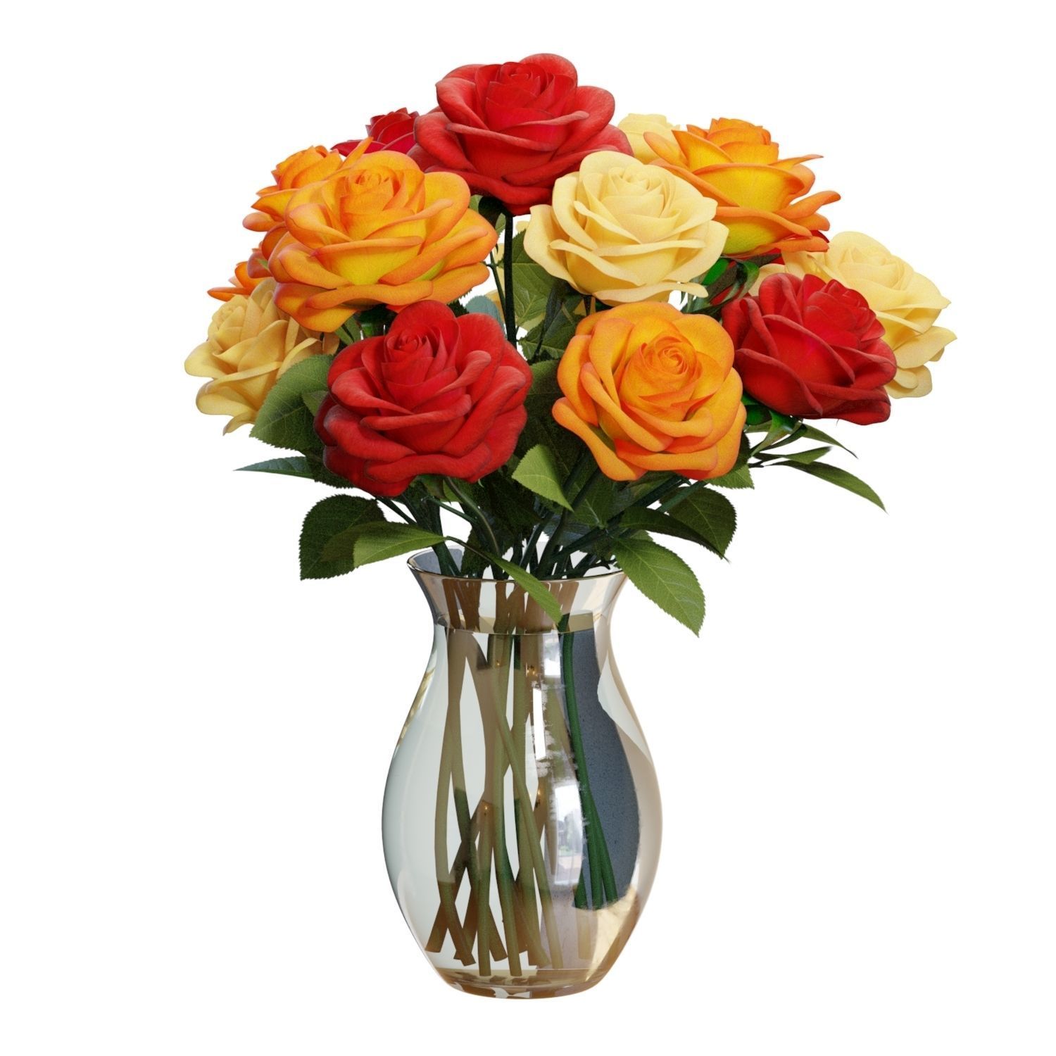 Flower Set 07 - Mixed Roses Bouquet 3D model_1