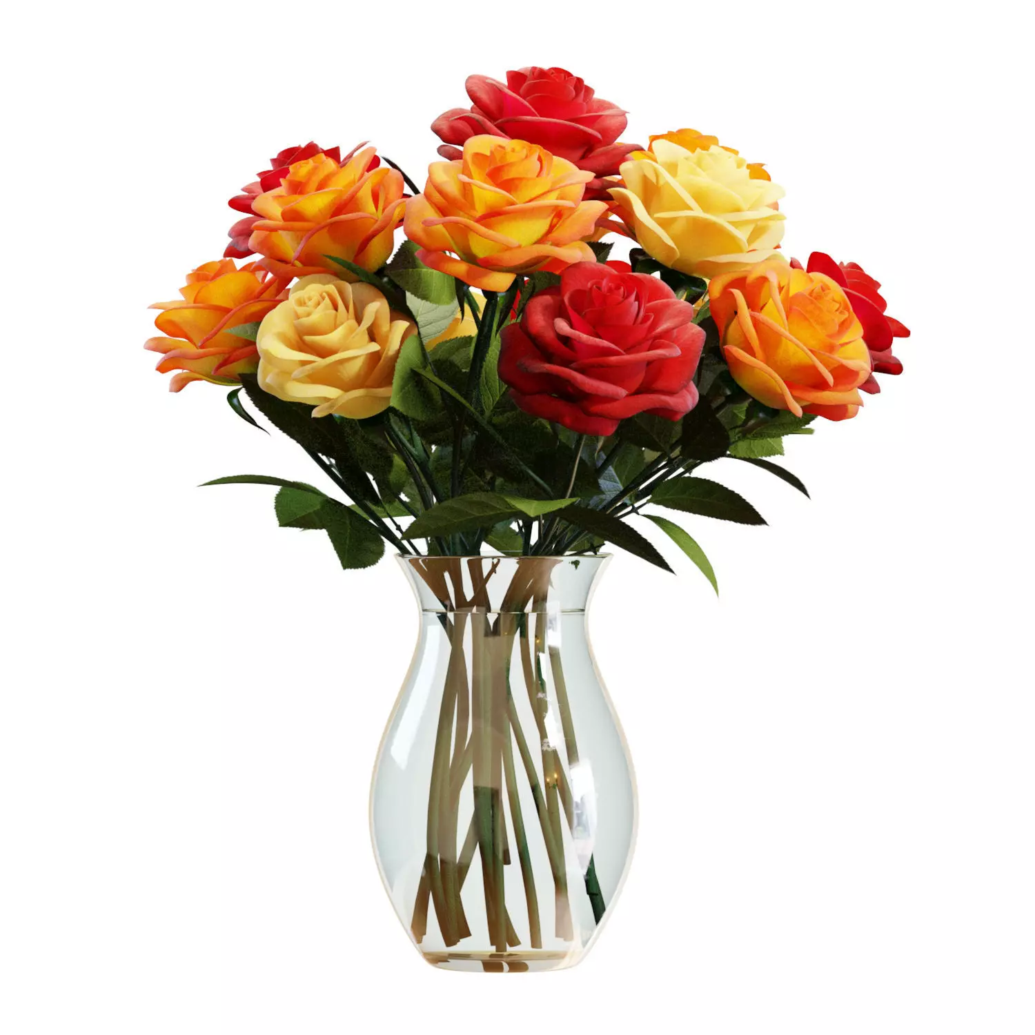 Flower Set 07 - Mixed Roses Bouquet 3D model_0