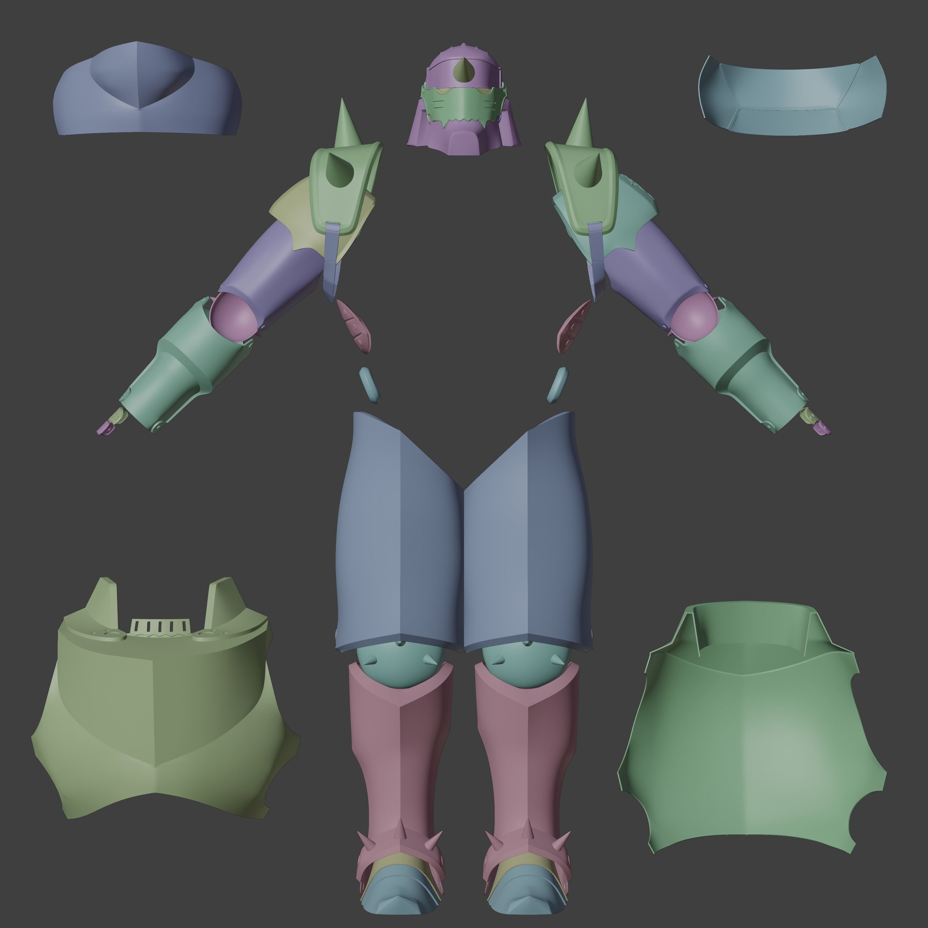 Alphonse Elric inspired Full Suit of Armor 3D print model_22