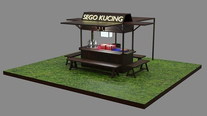 Stand booth angkringan sego kucing kiosk 3D model