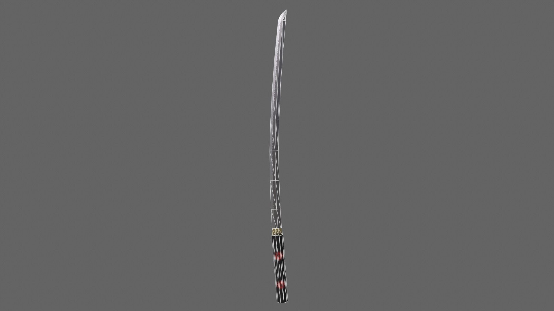PBR Katana Japanese Sword Black V3 Low-poly 3D model_17