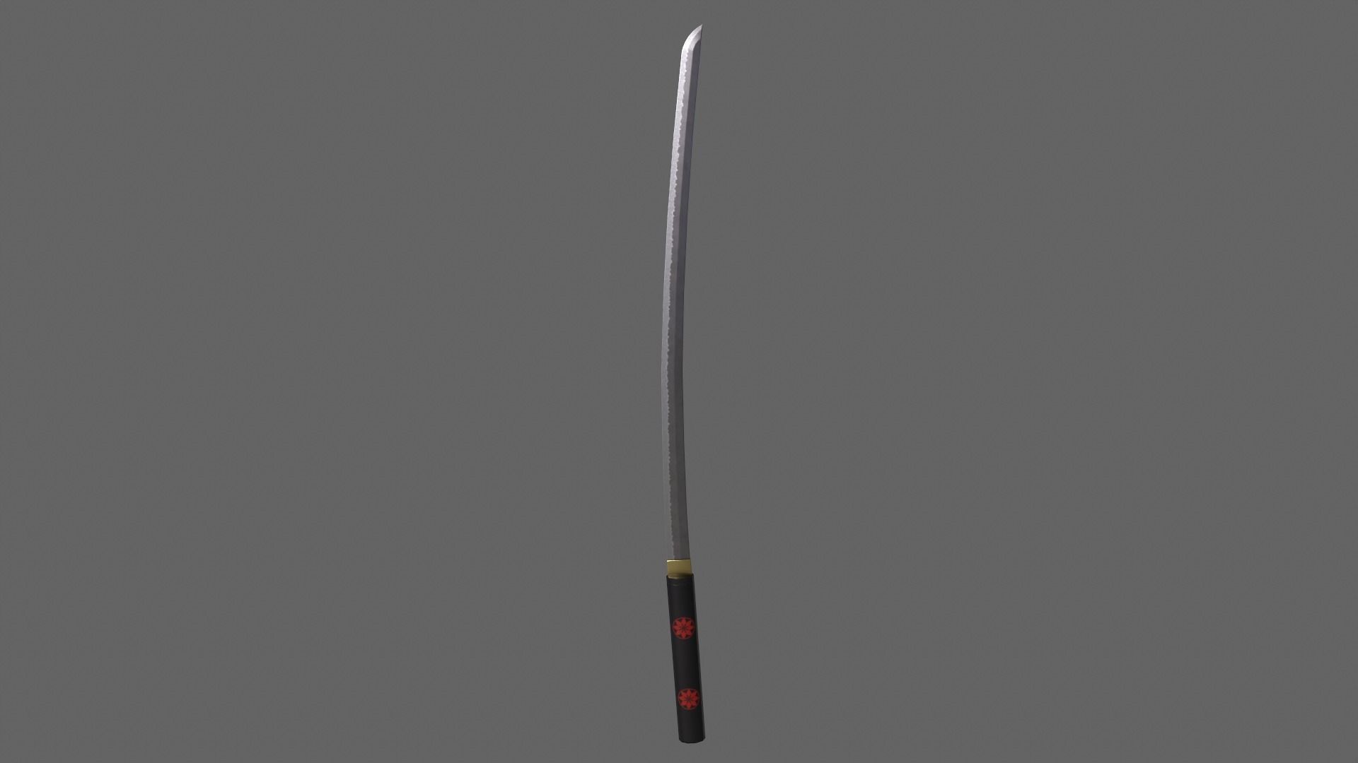 PBR Katana Japanese Sword Black V3 Low-poly 3D model_7