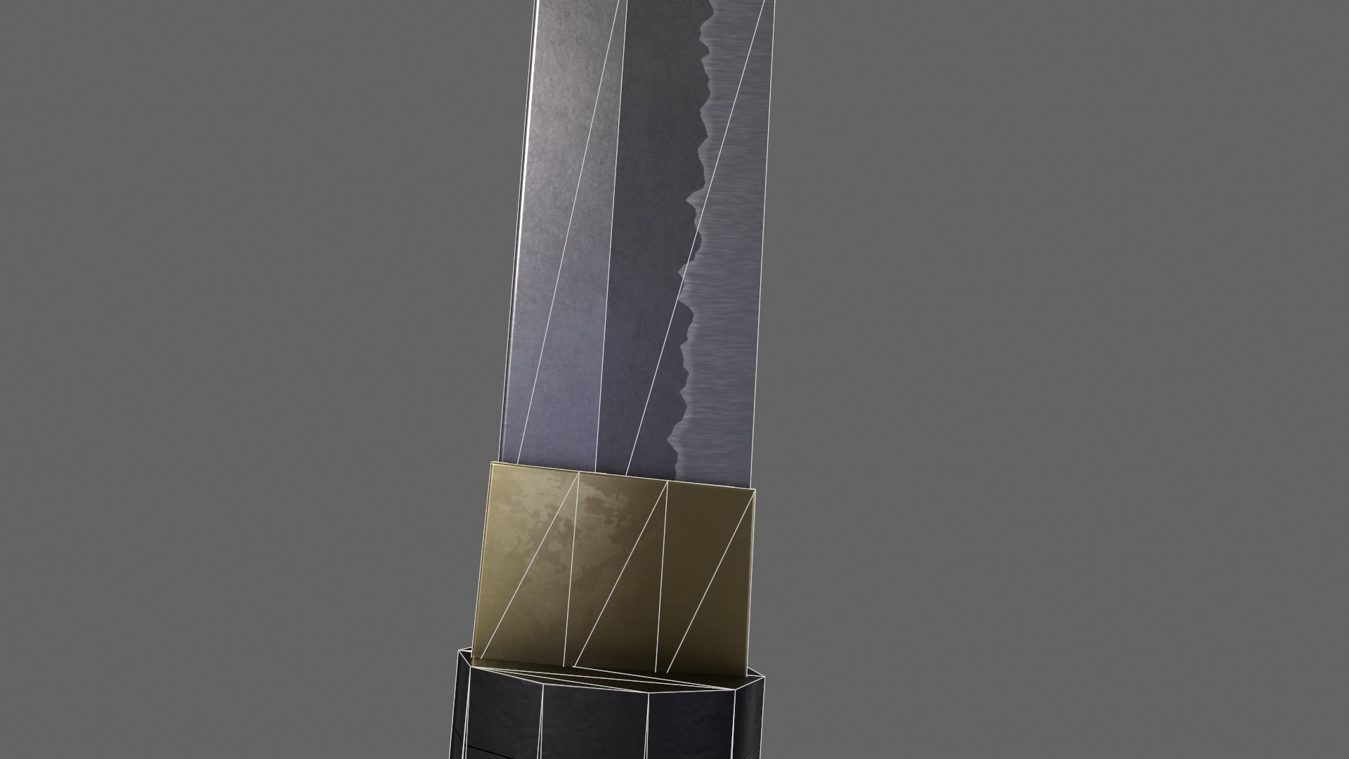 PBR Katana Japanese Sword Black V3 Low-poly 3D model_19
