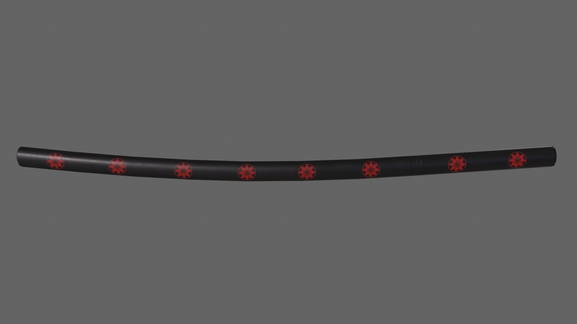 PBR Katana Japanese Sword Black V3 Low-poly 3D model_6