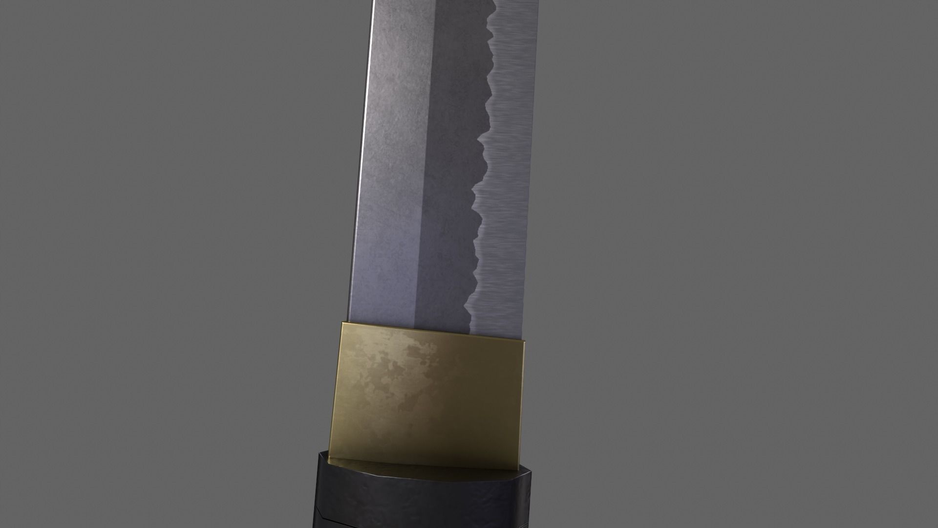 PBR Katana Japanese Sword Black V3 Low-poly 3D model_9