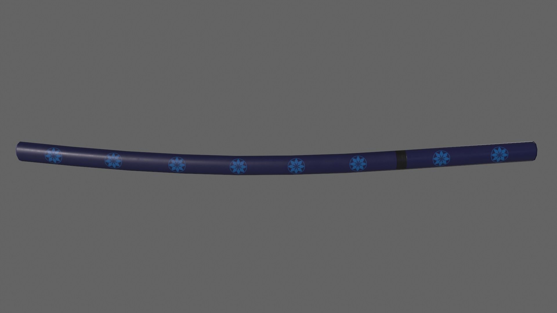 PBR Katana Japanese Sword Blue V3 Low-poly 3D model_7