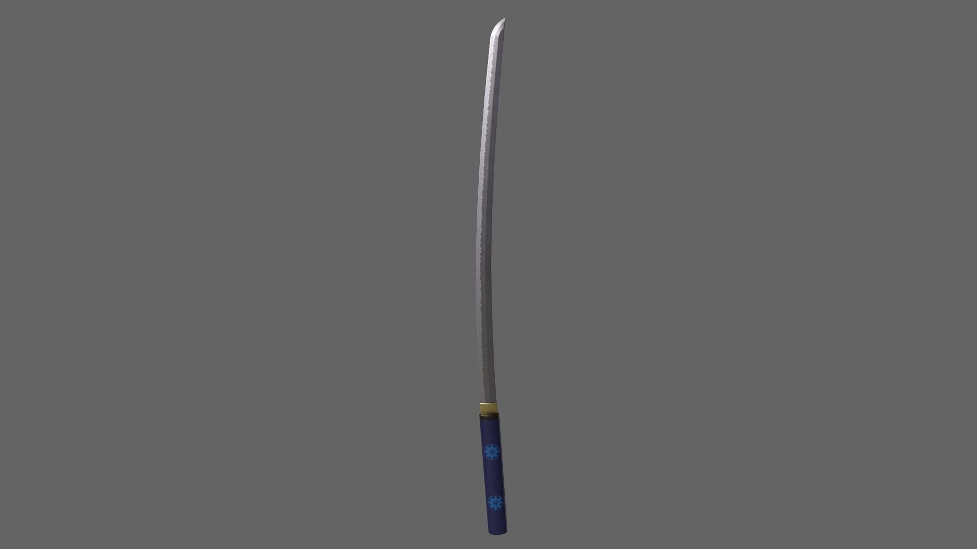 PBR Katana Japanese Sword Blue V3 Low-poly 3D model_8