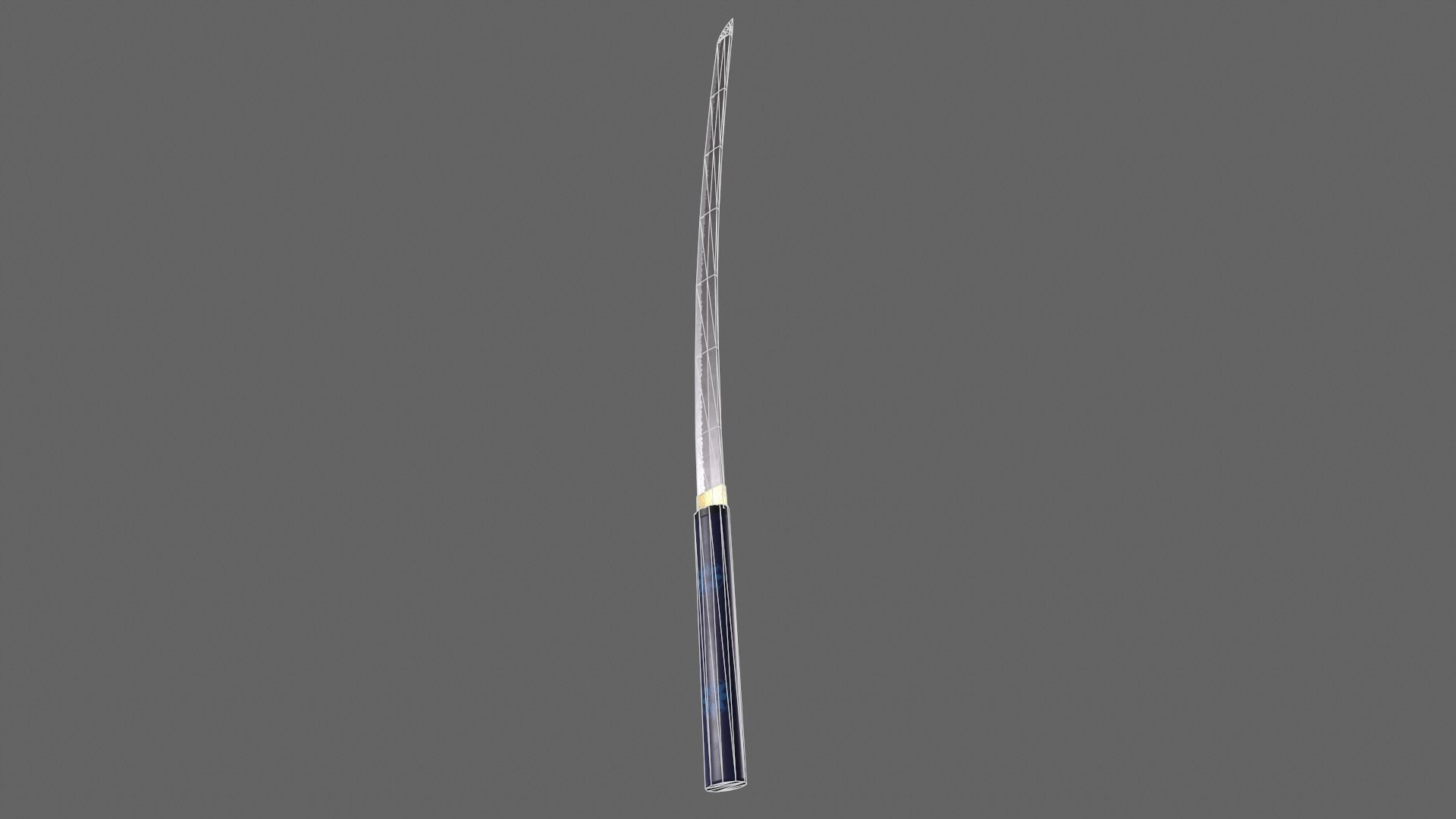 PBR Katana Japanese Sword Blue V3 Low-poly 3D model_13