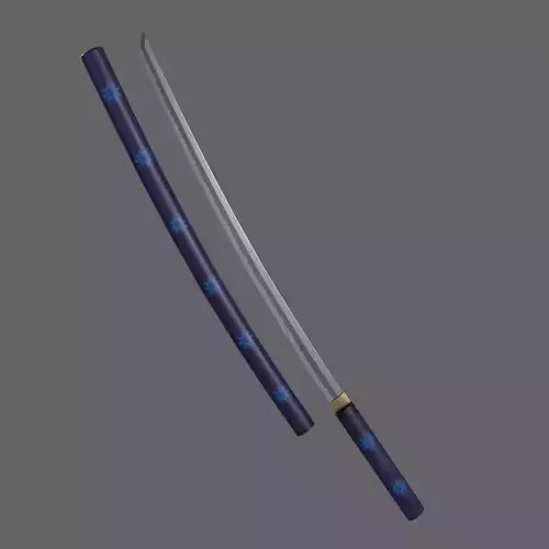 PBR Katana Japanese Sword Blue V3