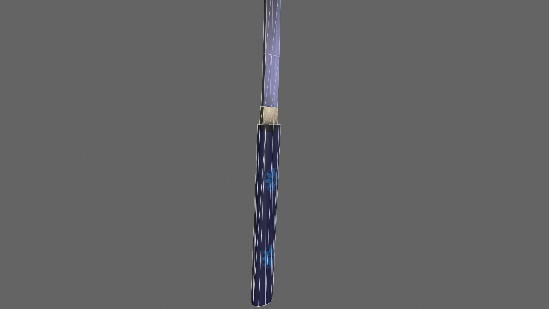 PBR Katana Japanese Sword Blue V3 Low-poly 3D model_19