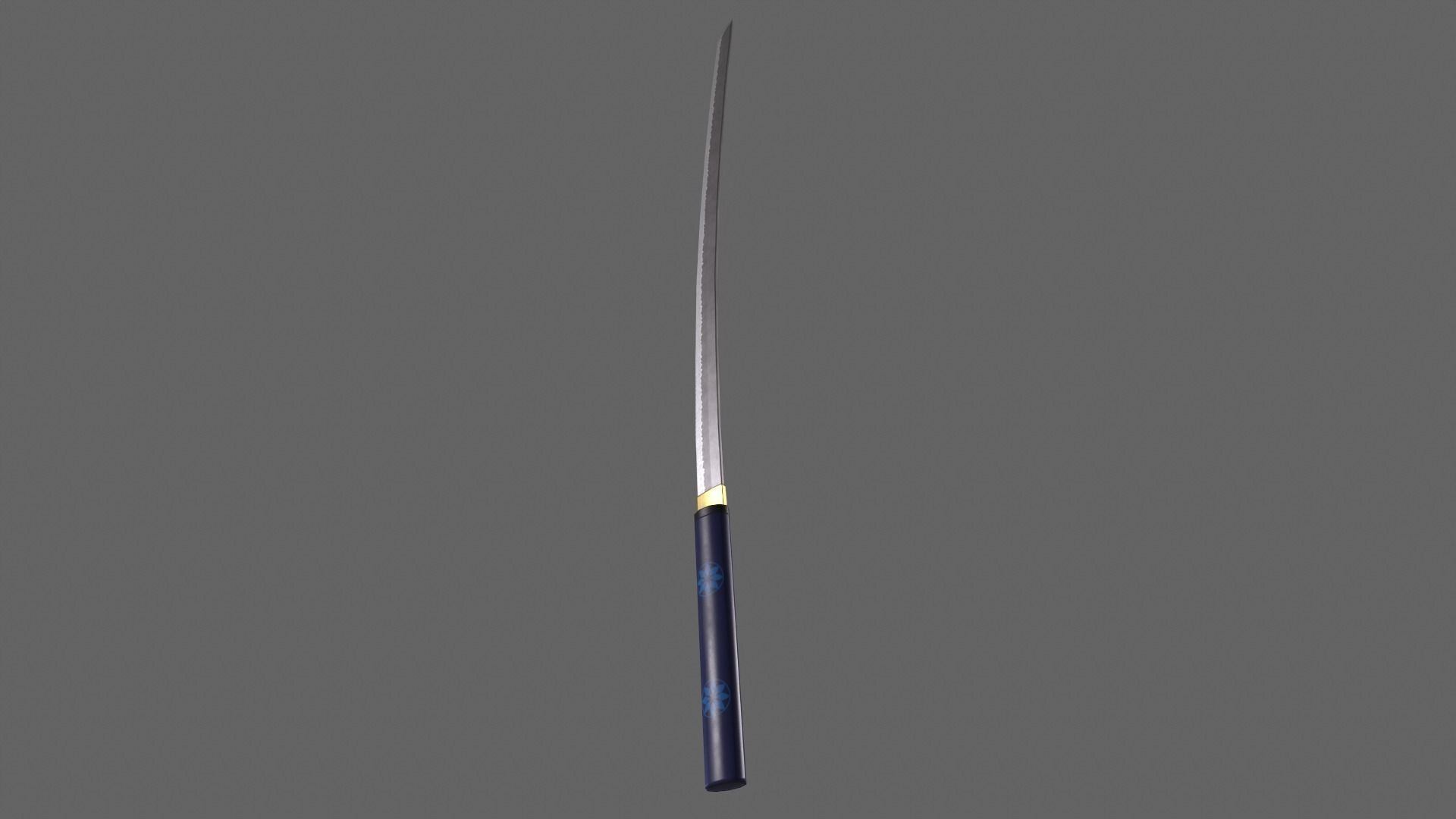 PBR Katana Japanese Sword Blue V3 Low-poly 3D model_3