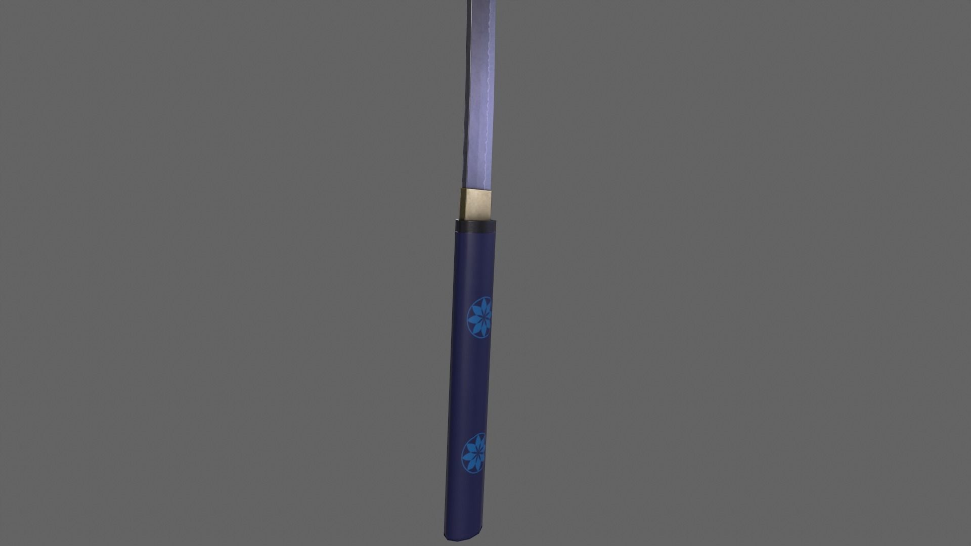 PBR Katana Japanese Sword Blue V3 Low-poly 3D model_9