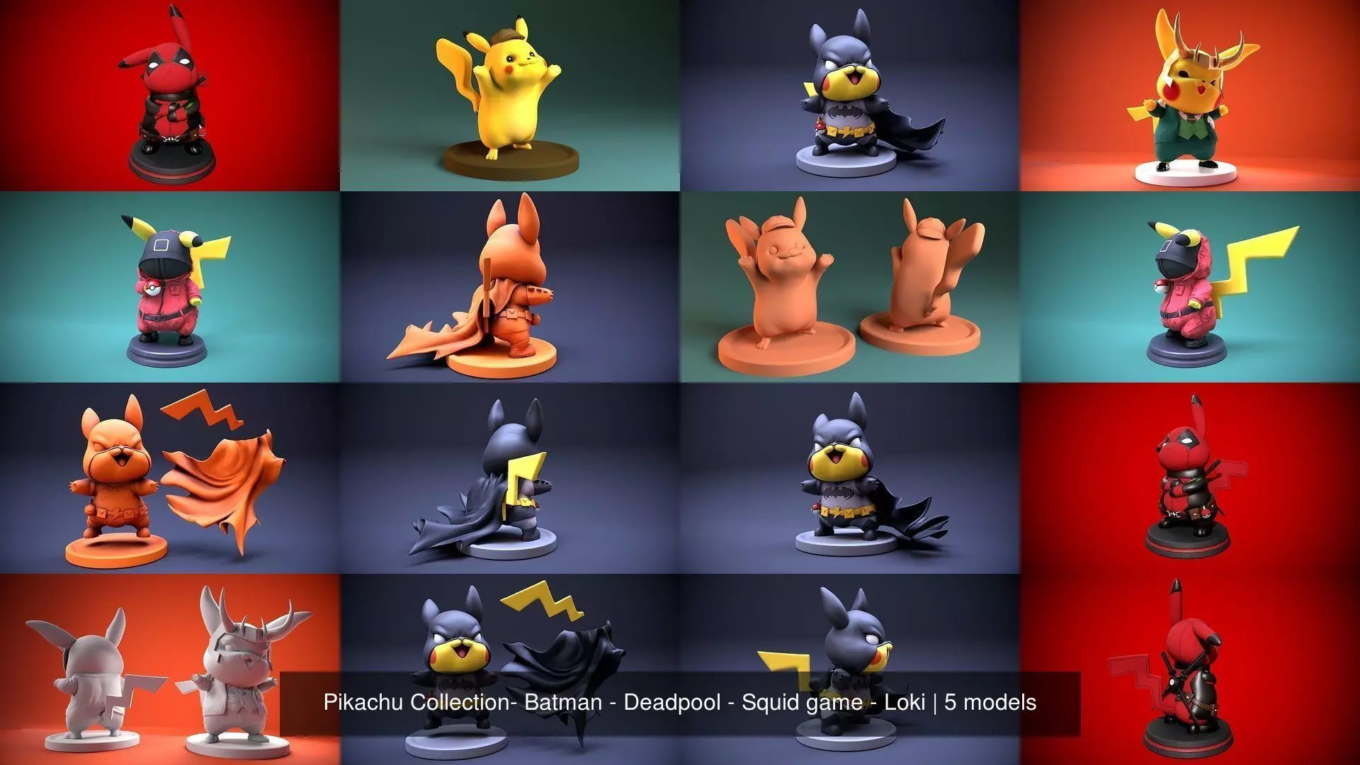 Pikachu Collection- Batman - Deadpool - Squid game - Loki _0