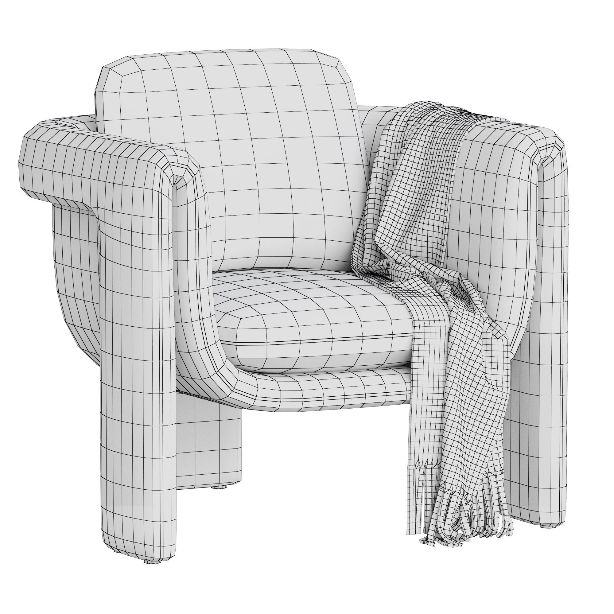 floria armchair Low-poly 3D model_8