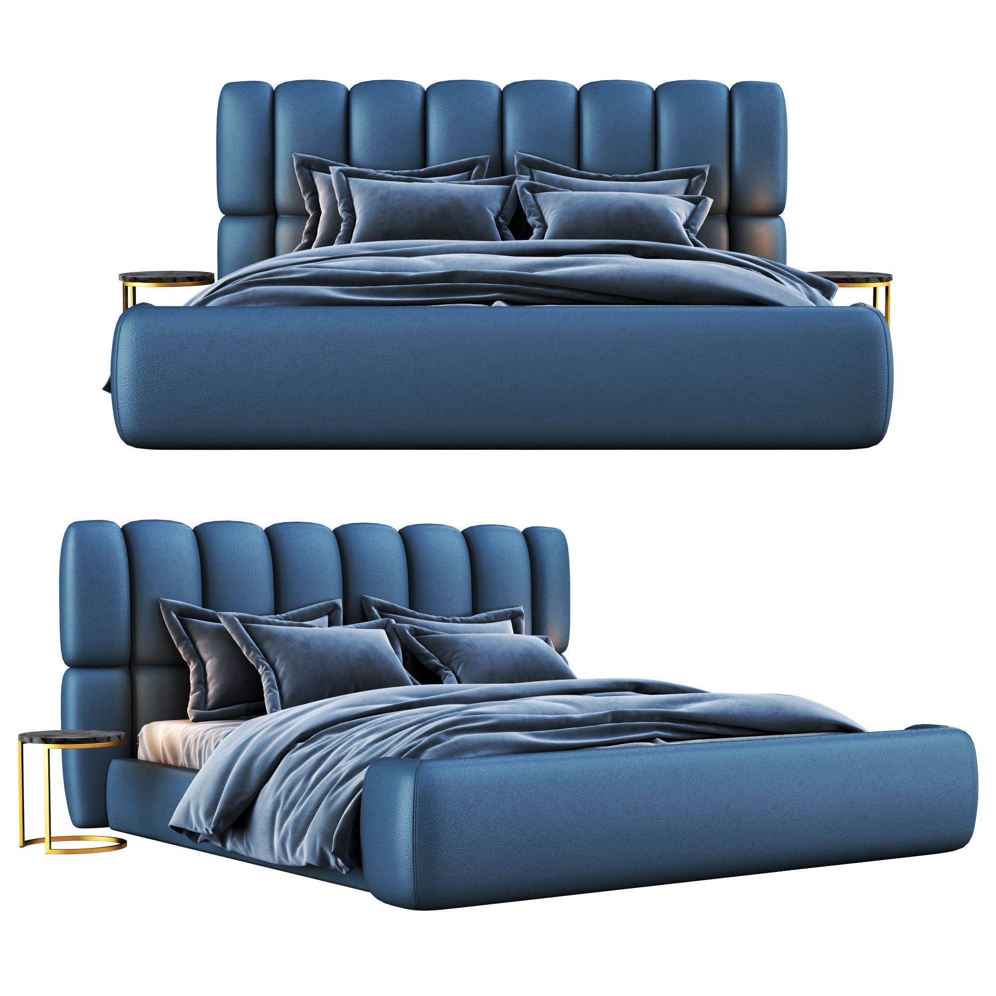 Natuzzi BRIQ bed Low-poly 3D model_1