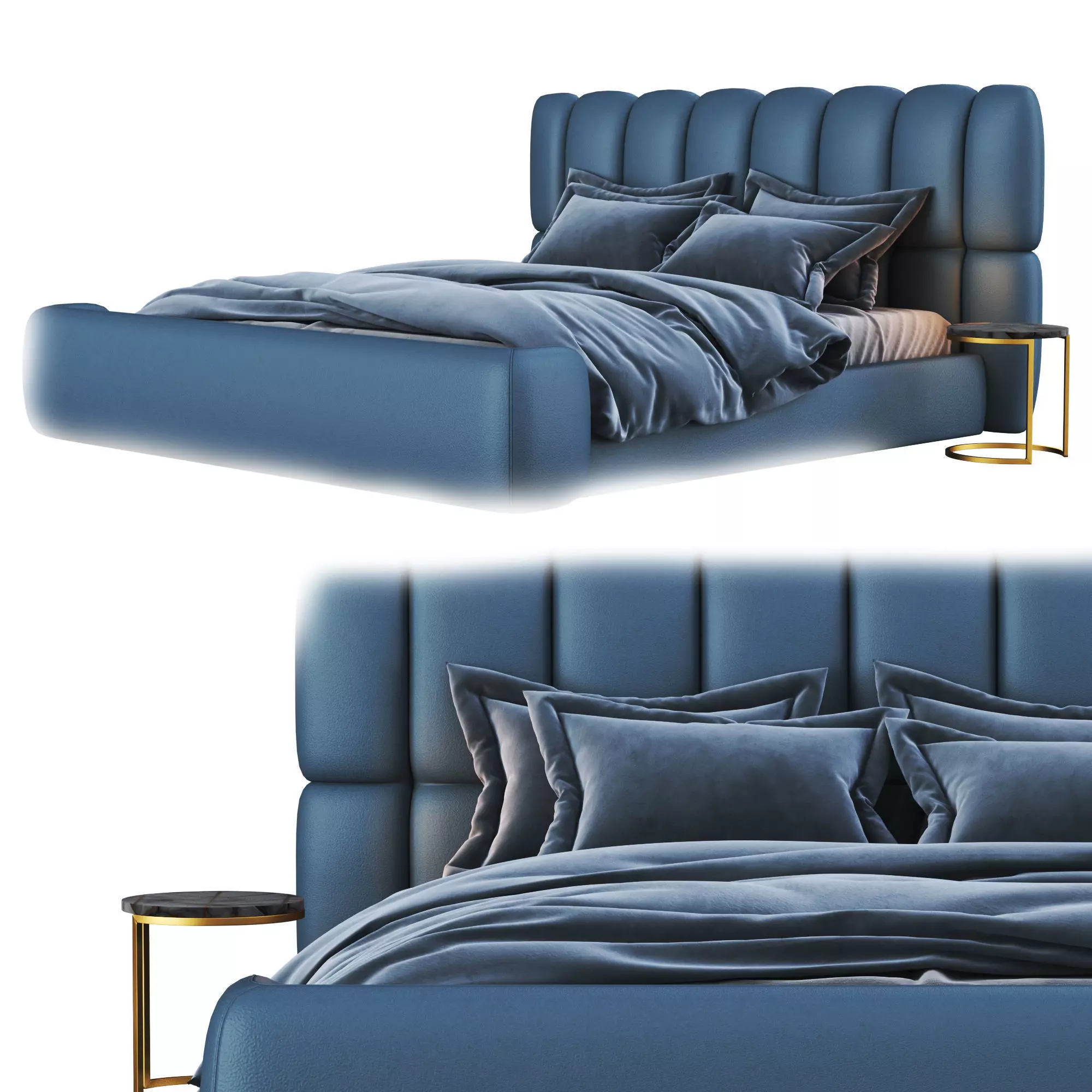 Natuzzi BRIQ bed Low-poly 3D model_0