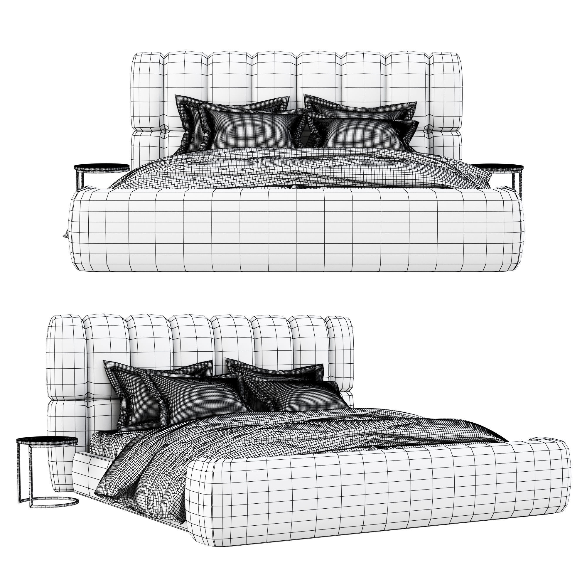 Natuzzi BRIQ bed Low-poly 3D model_2