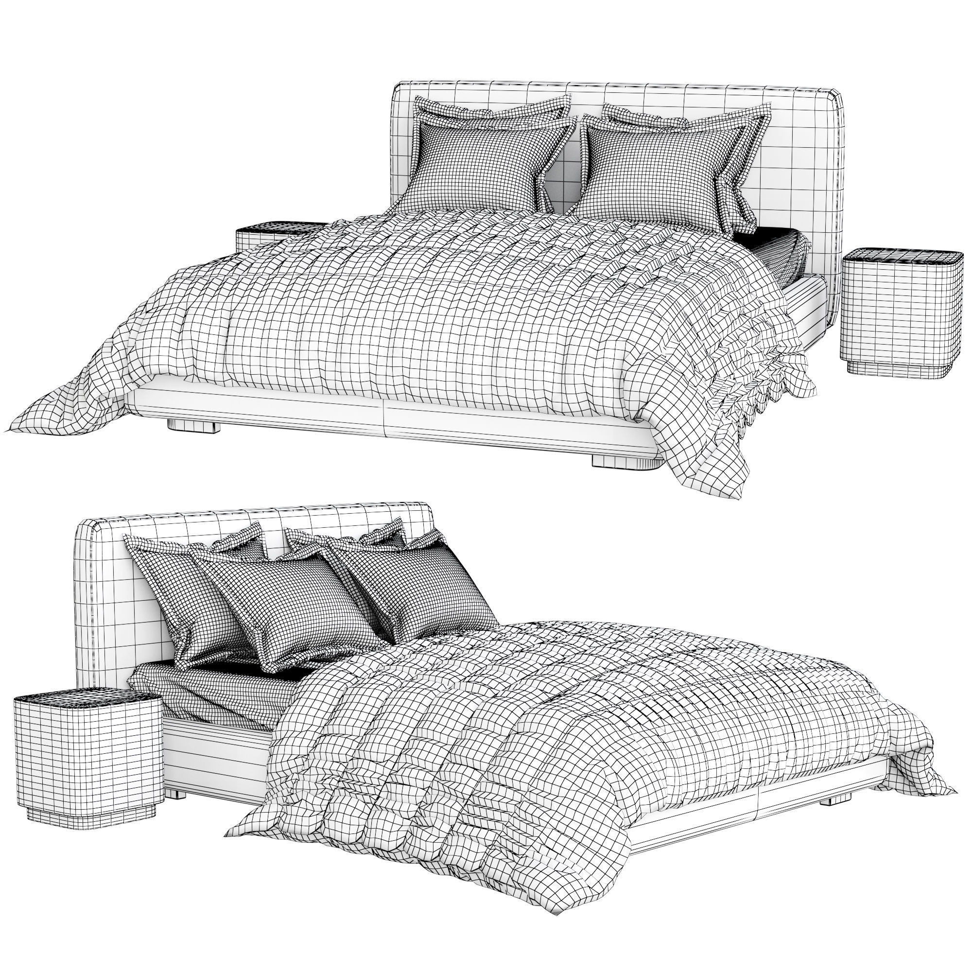 Stone Bed by Meridiani Low-poly 3D model_3