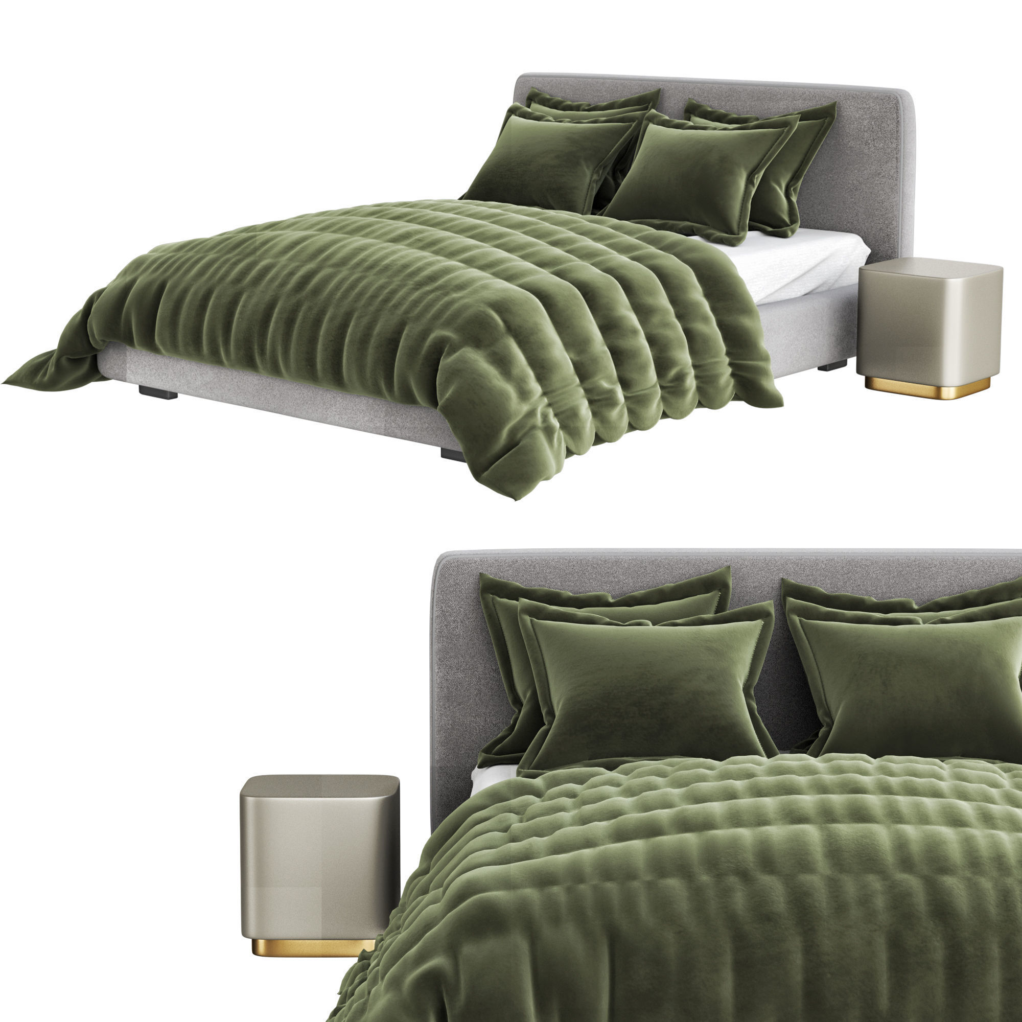 Stone Bed by Meridiani Low-poly 3D model_2