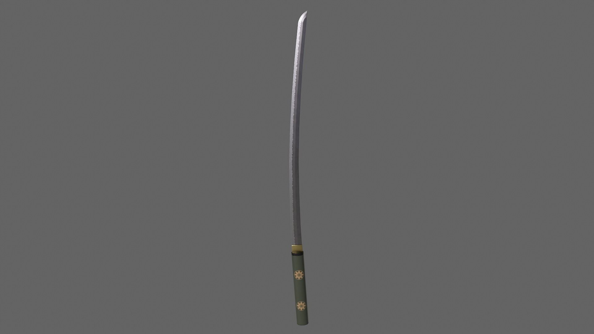 PBR Katana Japanese Sword Green V3 Low-poly 3D model_7