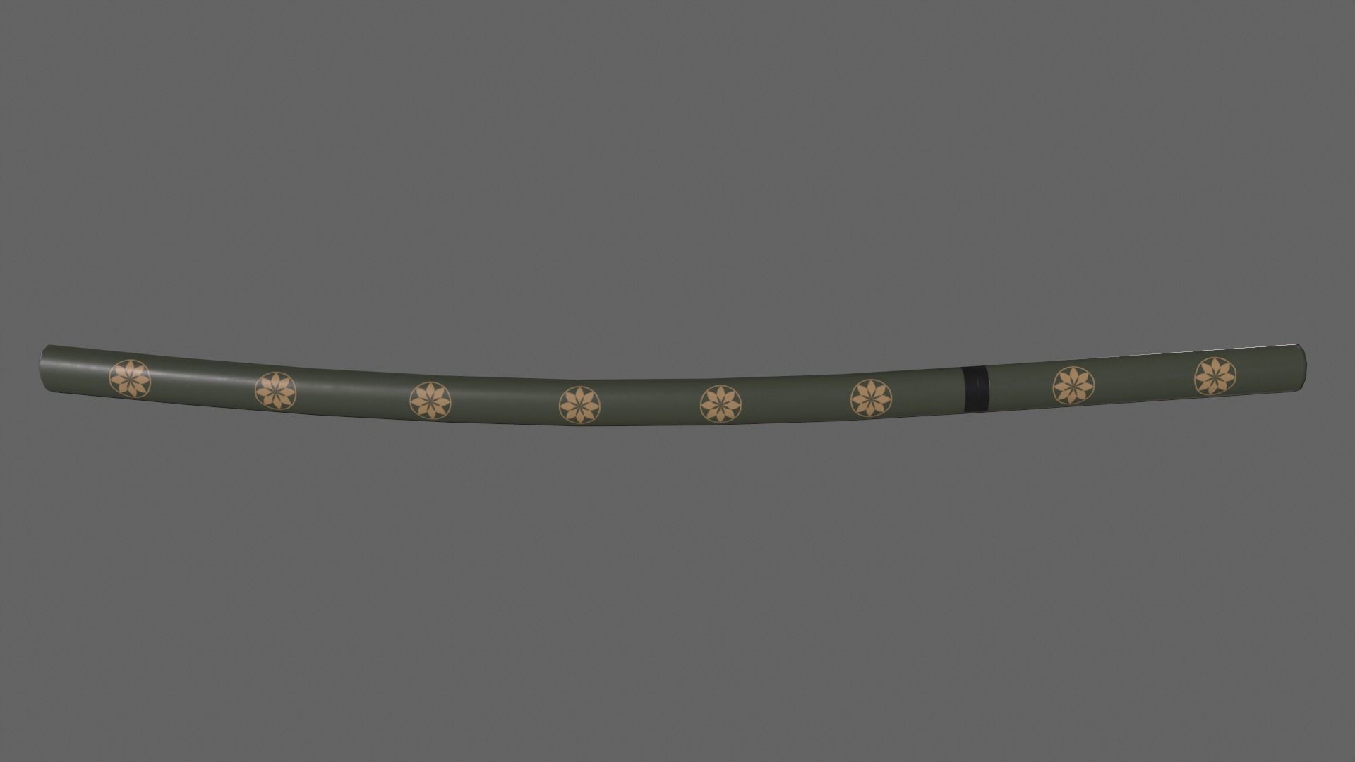 PBR Katana Japanese Sword Green V3 Low-poly 3D model_6