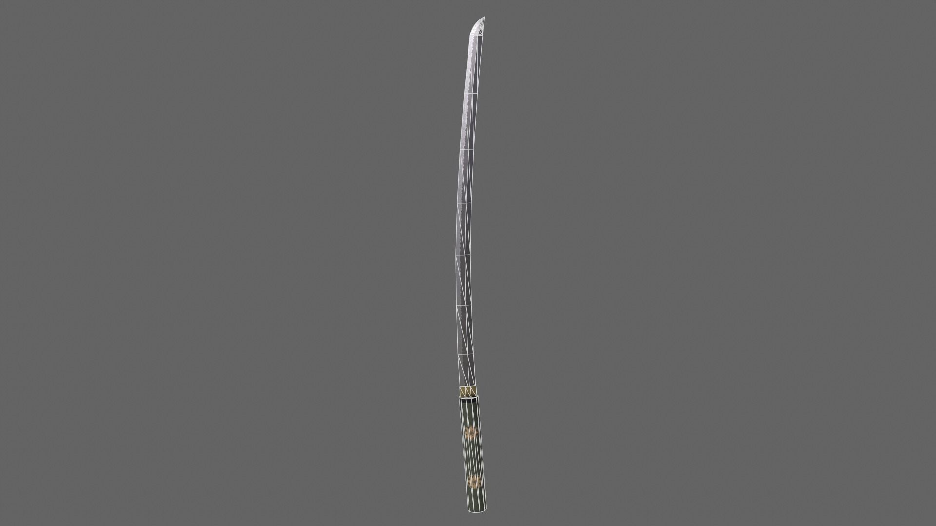 PBR Katana Japanese Sword Green V3 Low-poly 3D model_17