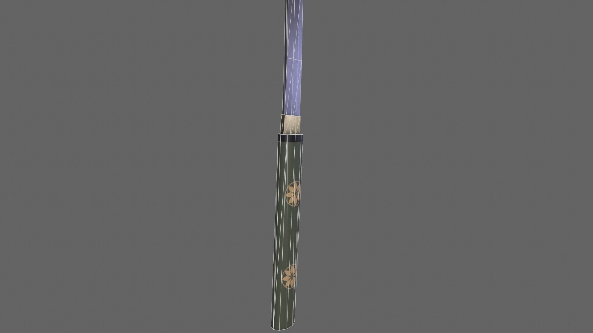 PBR Katana Japanese Sword Green V3 Low-poly 3D model_18