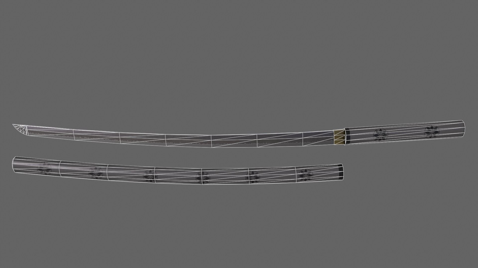 PBR Katana Japanese Sword Grey V3 Low-poly 3D model_12