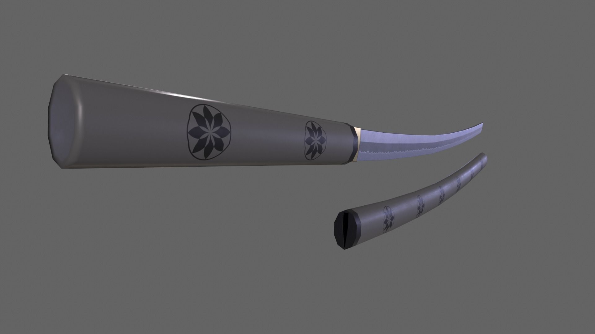 PBR Katana Japanese Sword Grey V3 Low-poly 3D model_5