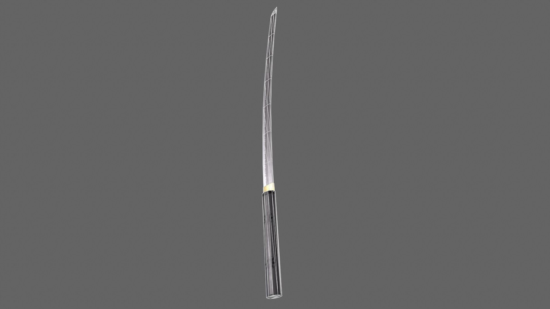 PBR Katana Japanese Sword Grey V3 Low-poly 3D model_21