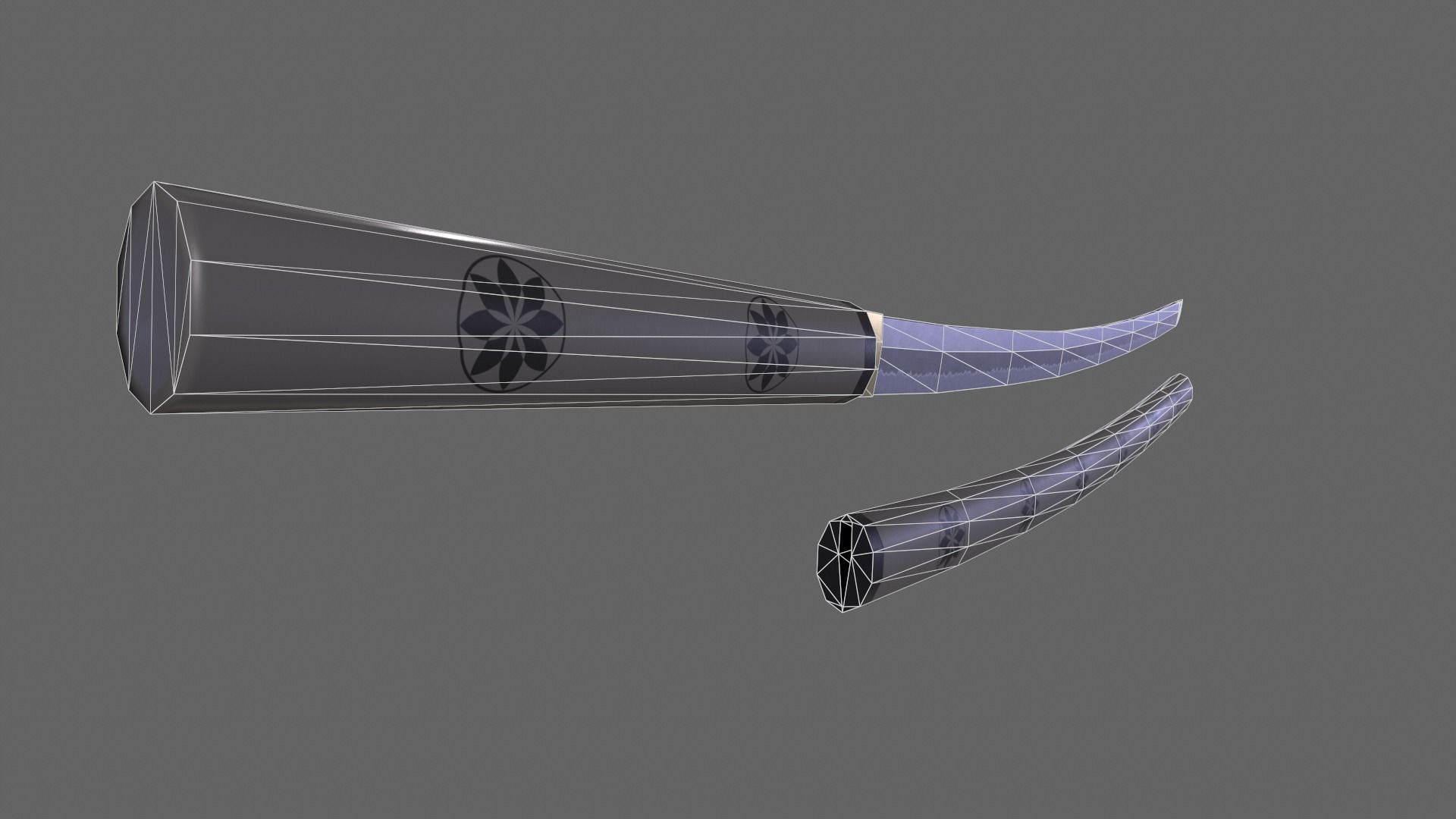 PBR Katana Japanese Sword Grey V3 Low-poly 3D model_15