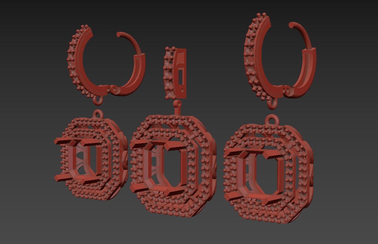 Set S 02 pendant and earring 3D print model_6