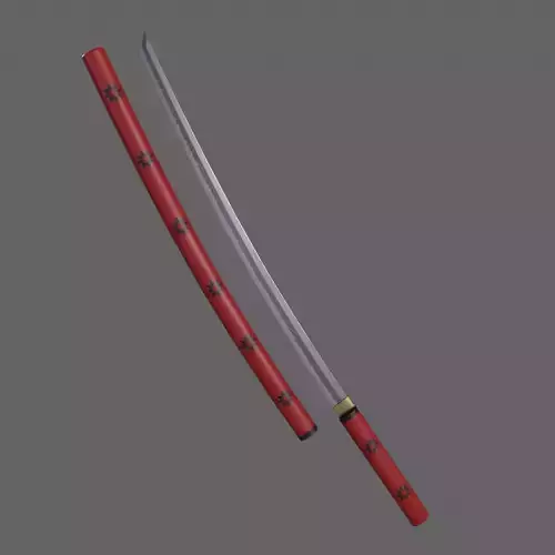 PBR Katana Japanese Sword Red V3