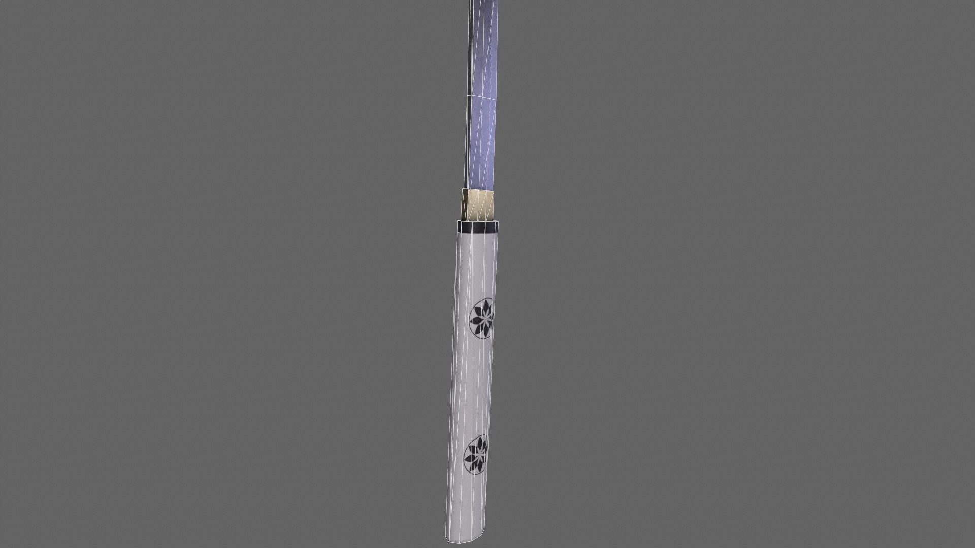 PBR Katana Japanese Sword White V3 Low-poly 3D model_18