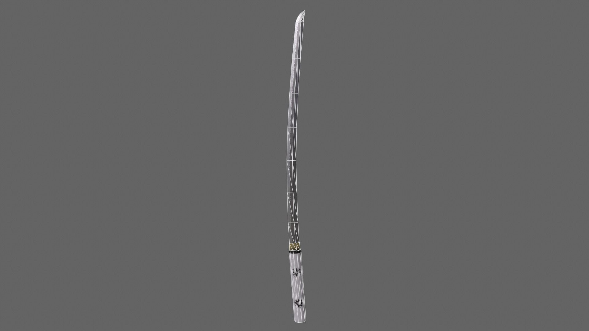PBR Katana Japanese Sword White V3 Low-poly 3D model_17