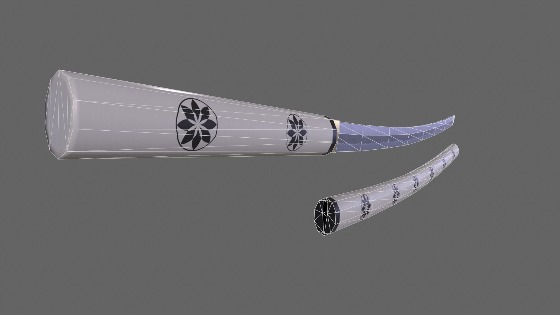 PBR Katana Japanese Sword White V3 Low-poly 3D model_15