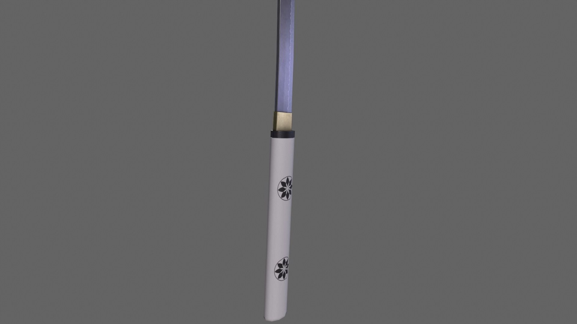 PBR Katana Japanese Sword White V3 Low-poly 3D model_8
