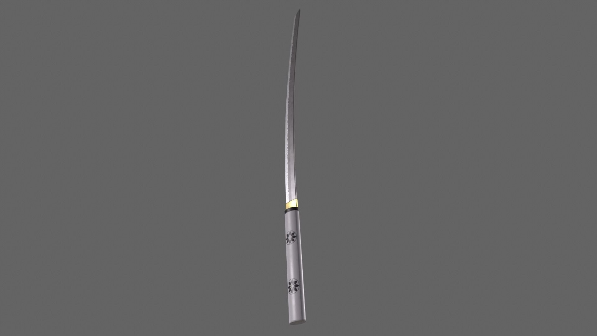 PBR Katana Japanese Sword White V3 Low-poly 3D model_11