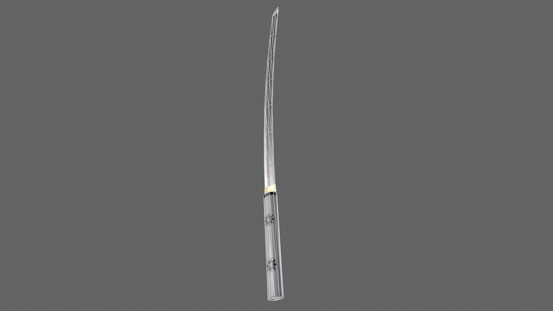 PBR Katana Japanese Sword White V3 Low-poly 3D model_21